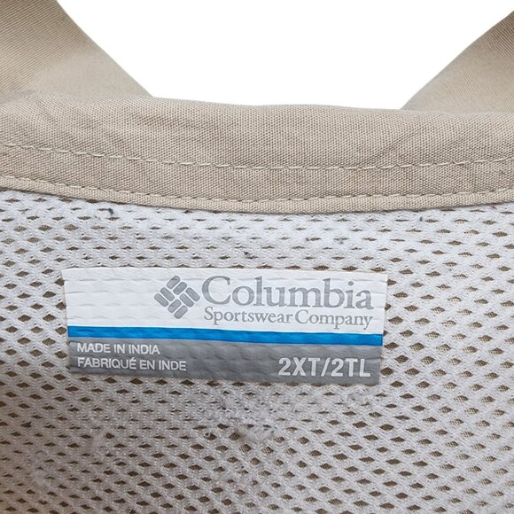 Columbia PFG Mens Fishing Shirt Size 2XT 100%‎ Cotton Beige - Picture 3 of 9